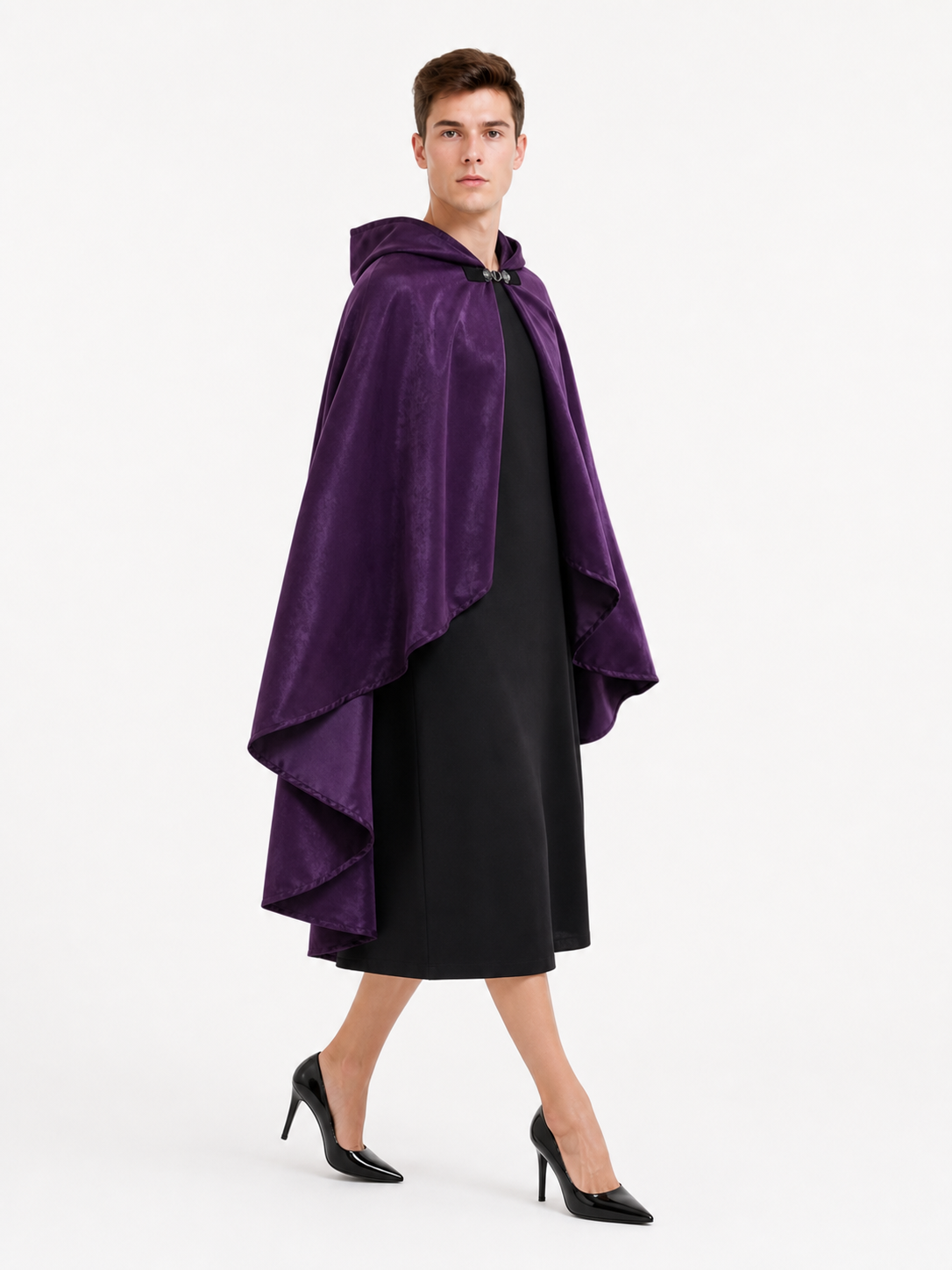 Purple Hooded Medieval Costume Cloak