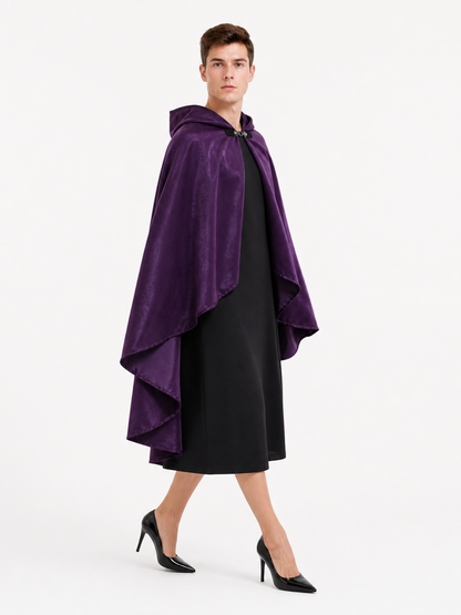 Purple Hooded Medieval Costume Cloak