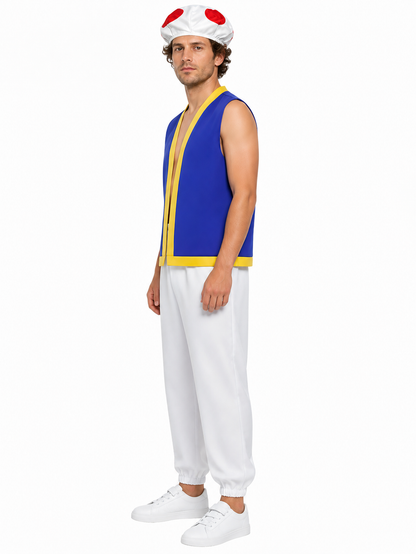 Mushroom character costume with hat and pants side view
