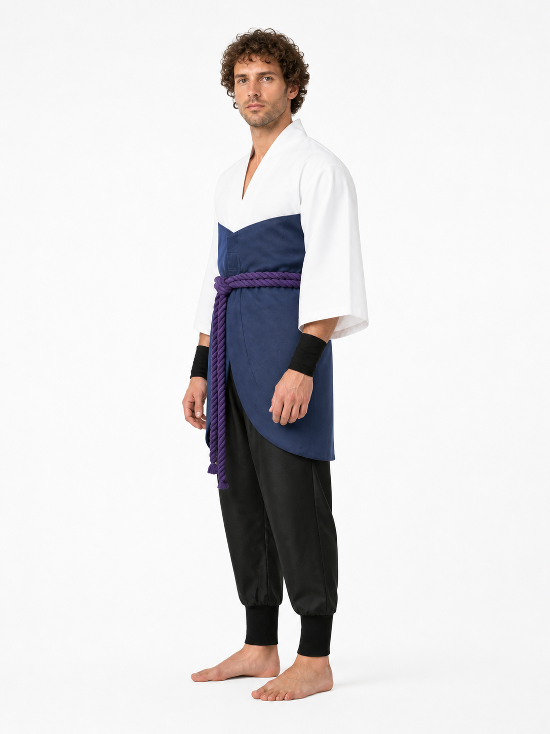 Uchiha Sasuke Cosplay Costume with Cloak and Belt side view