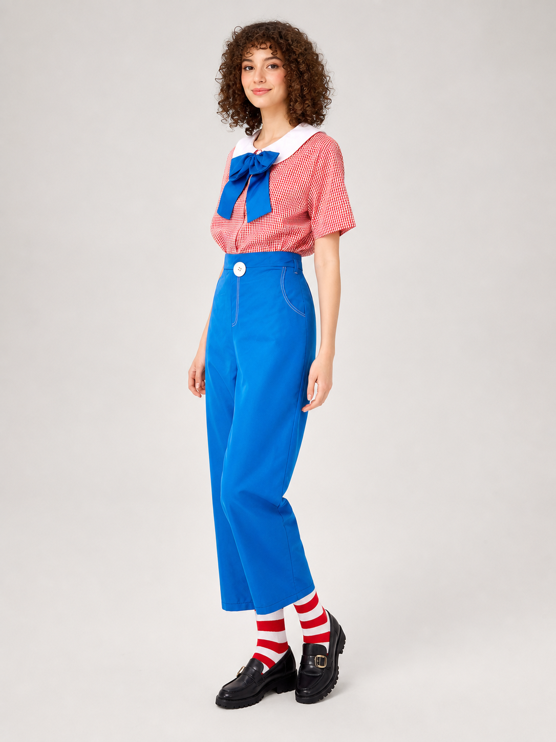 Halloween clown costume with red wig