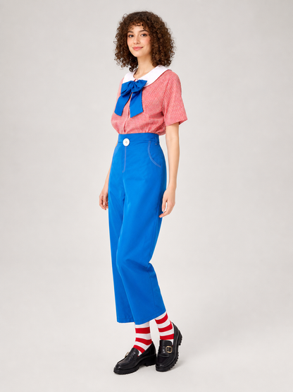 Halloween clown costume with red wig