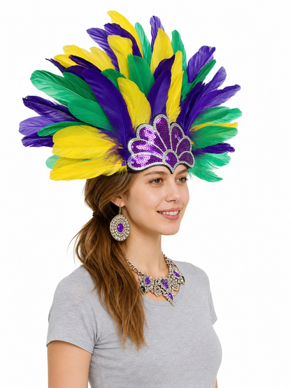 Carnival Feather and Sequin Headpiece