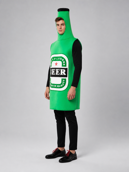 Halloween Beer Bottle Costume with Hood side view 2