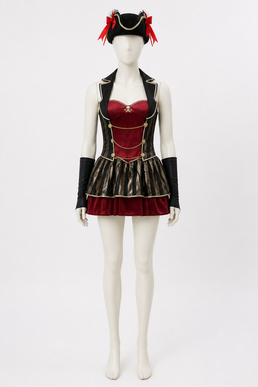 Pirate Costume with Skull and Gold Chains side view
