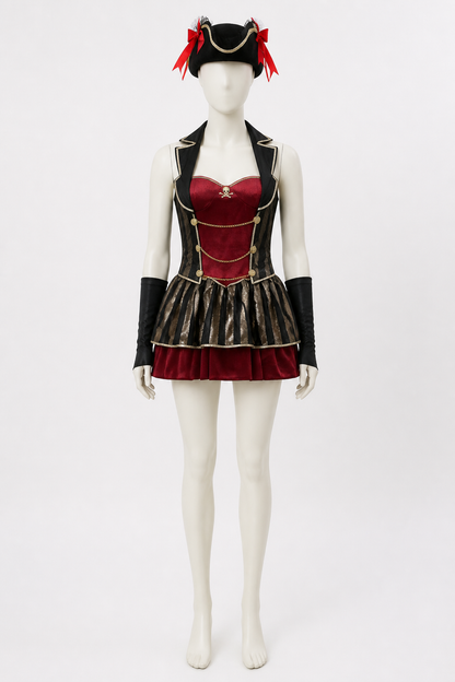 Pirate Costume with Skull and Gold Chains side view