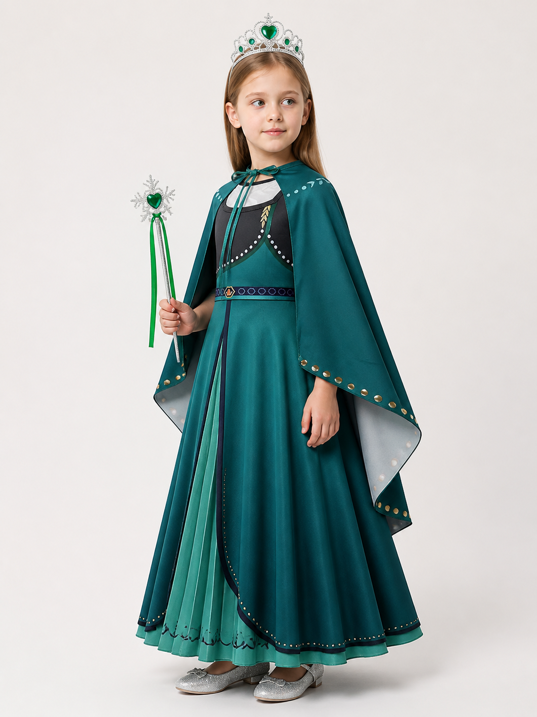 Turquoise Princess Costume for Halloween side view