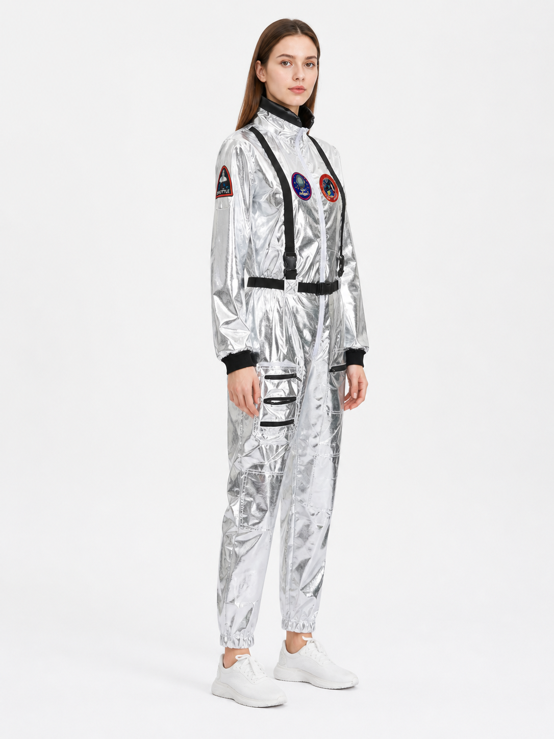 Astronaut Jumpsuit with Patches and Zipper side view