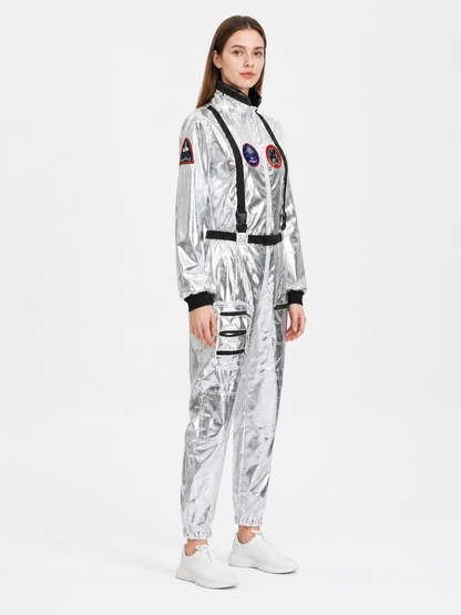 Astronaut Jumpsuit with Patches and Zipper side view