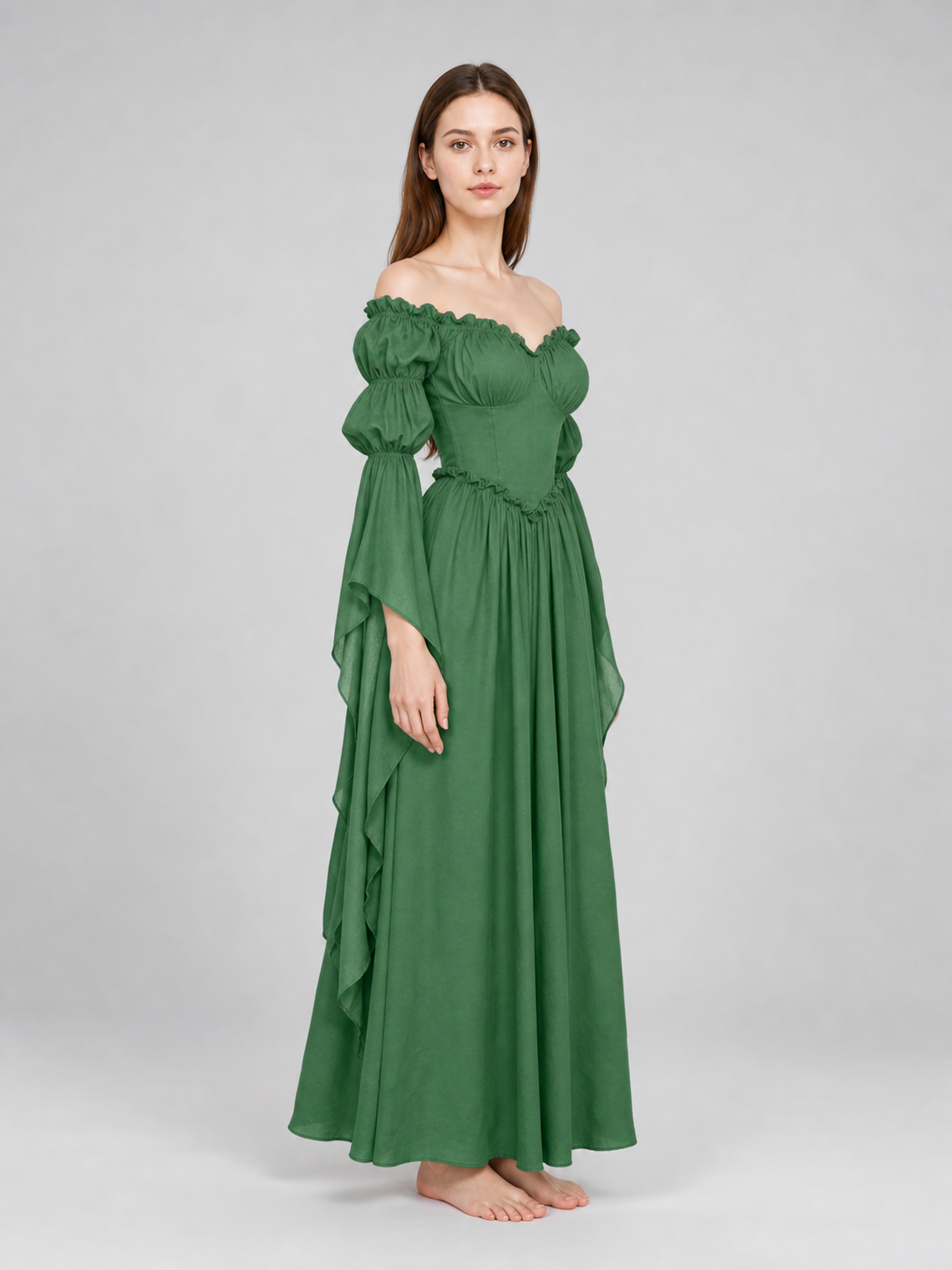 Vintage-Style Medieval Dress, Green