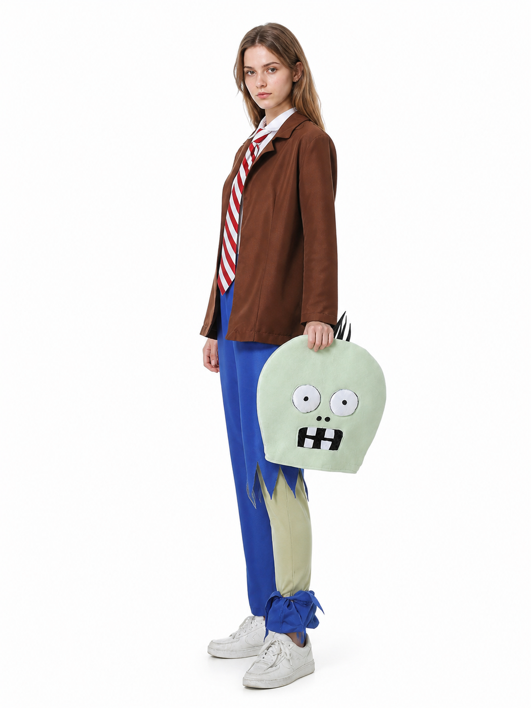 Halloween Zombie Costume with Mask and Tie side view