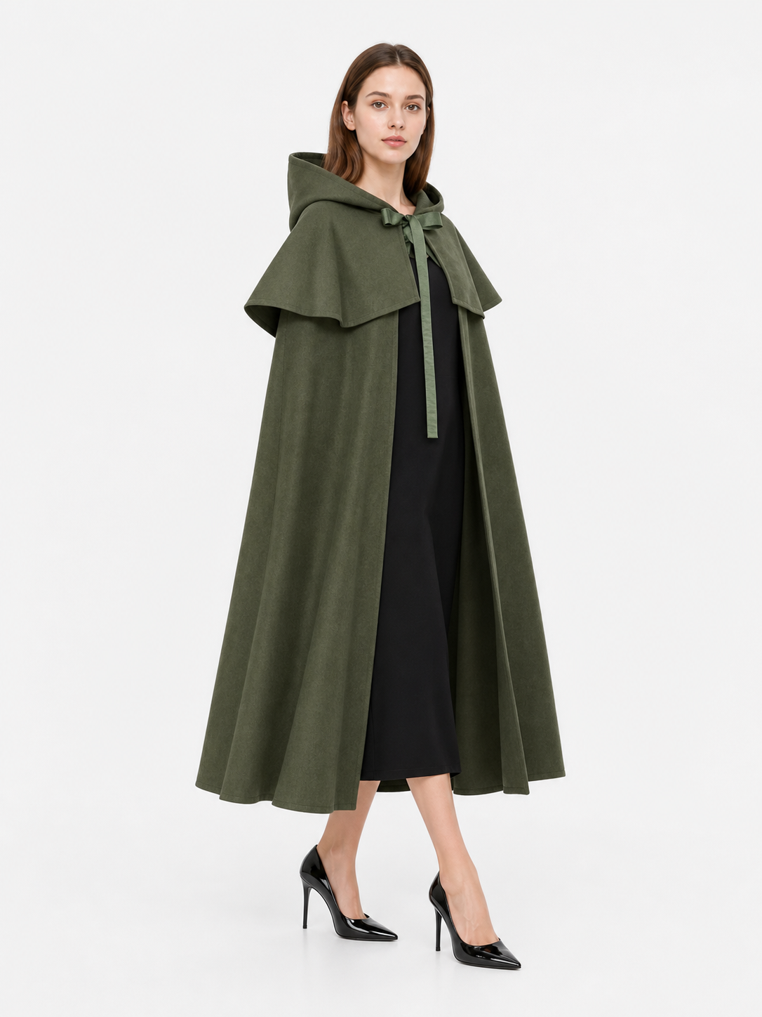 Olive Medieval Hooded Carnival Cloak