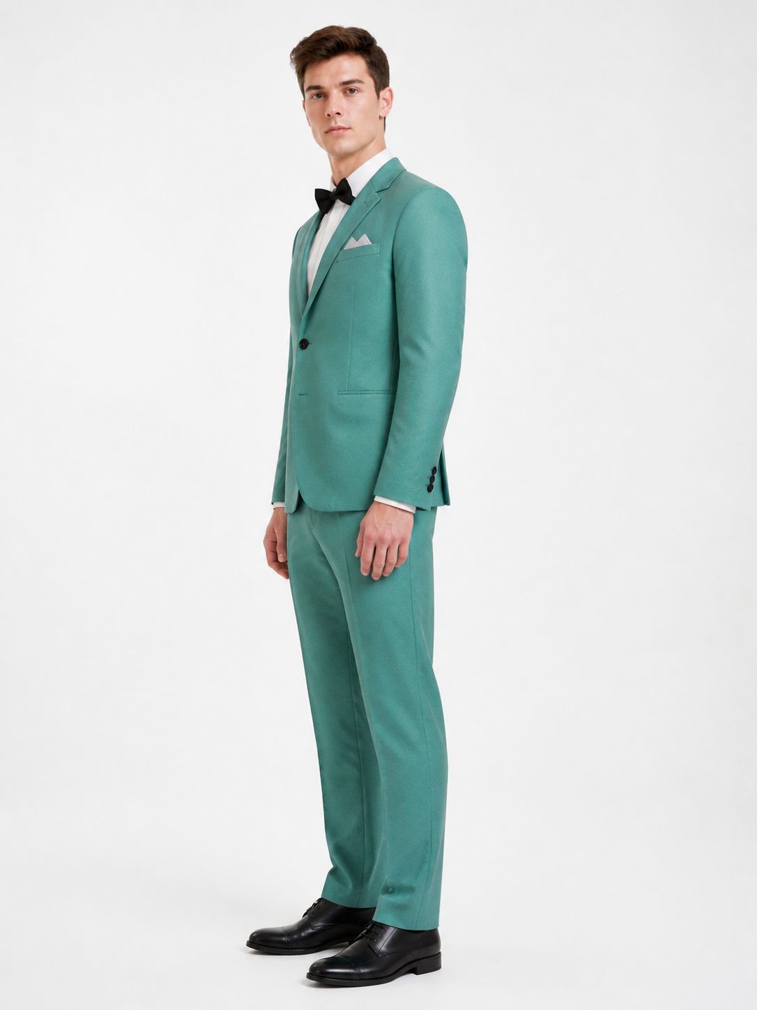Mint cosplay costume with blazer, pants, and shirt side view