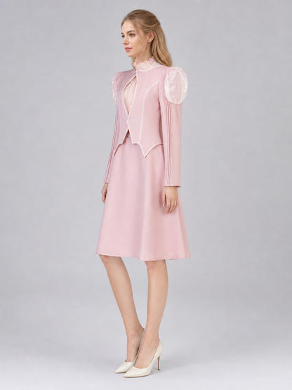 Glinda Cosplay Costume, Pink Dress with Puff Sleeves