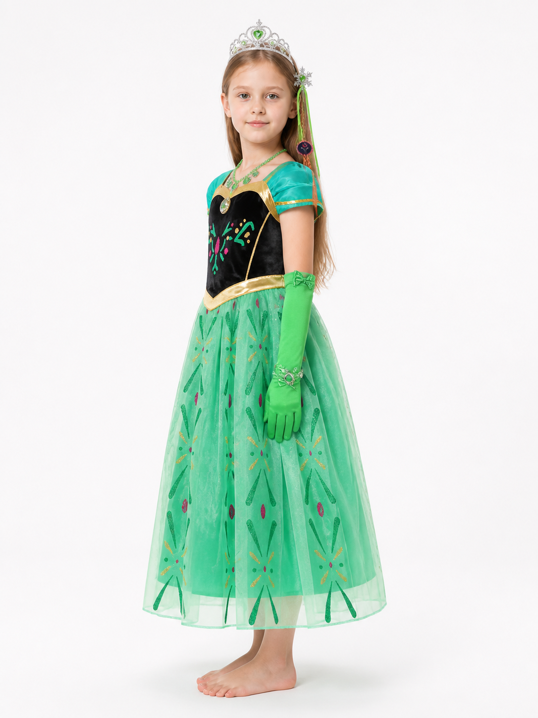 Halloween Carnival Costume with Crown and Gloves side view