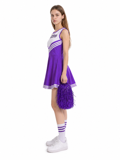 Sleeveless Cheerleading Dress with Pom-Pom side view