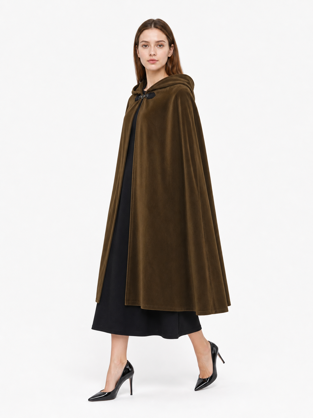 Brown Hooded Costume Cape