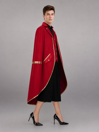 Red Carnival Cloak with Gold Trim