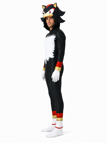 Sonic One-Piece Costume with Hood and Gloves side view