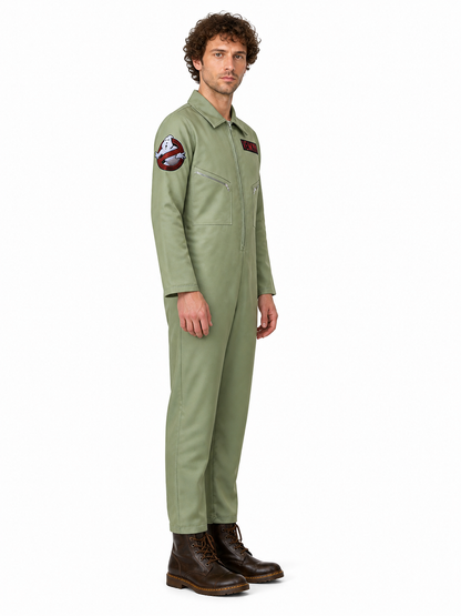 Light Green Jumpsuit with Notched Collar side view