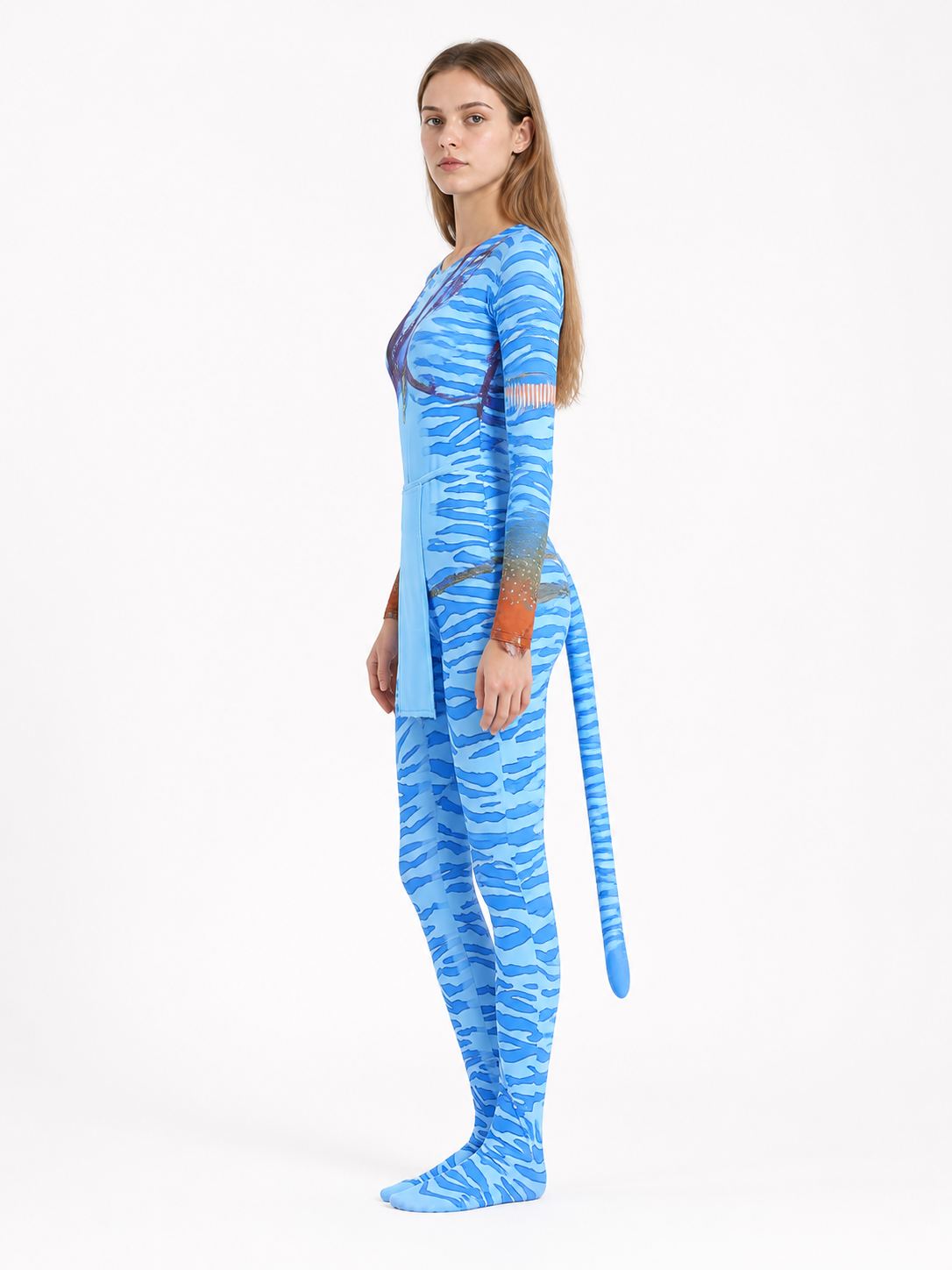Avatar Cosplay Jumpsuit with Blue Stripes