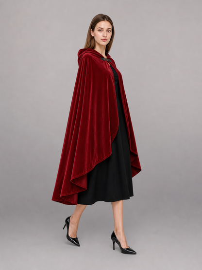 Red medieval carnival cloak with hood