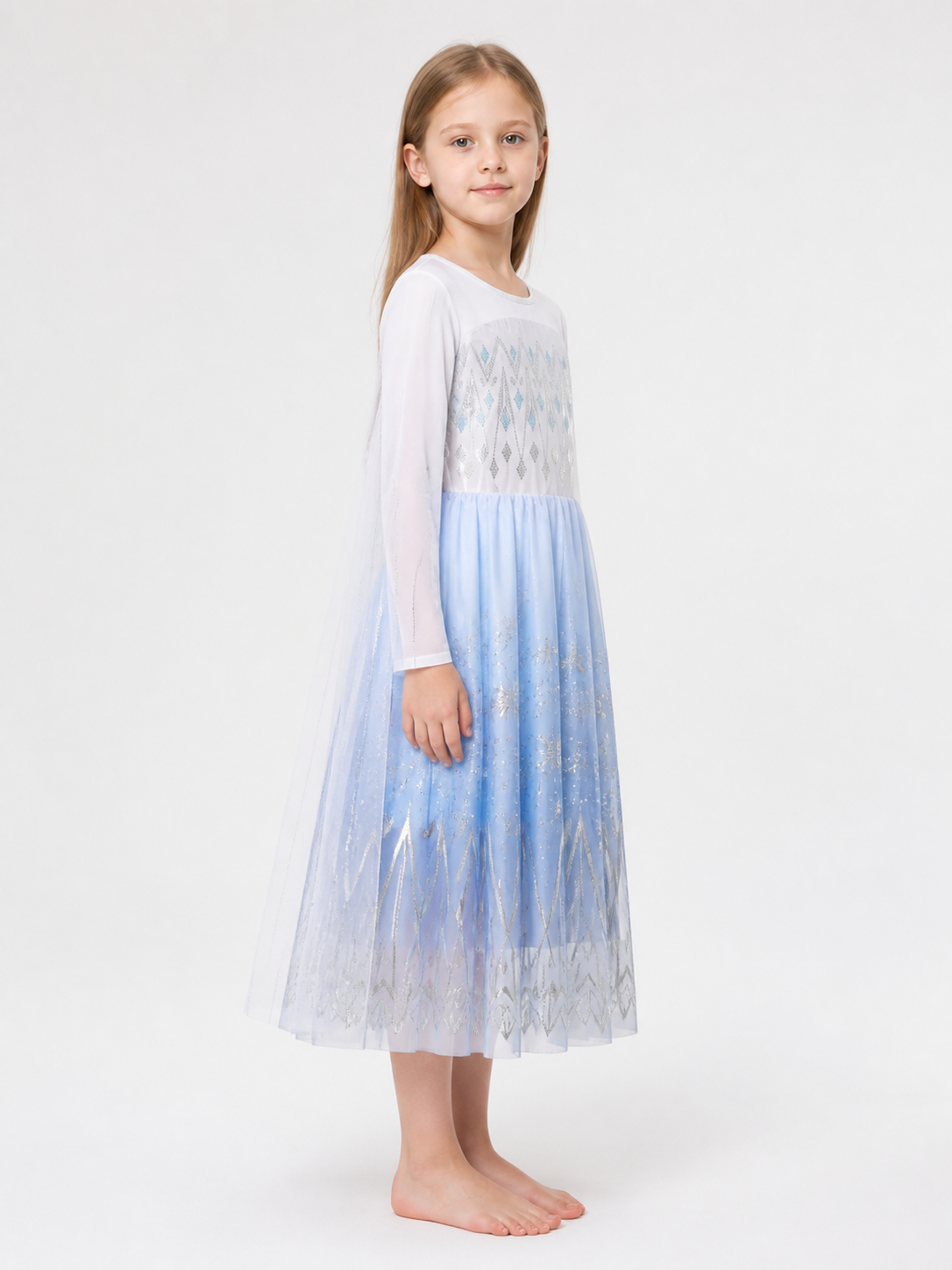 Girls' Party Dress with Sequins and Snowflakes side view
