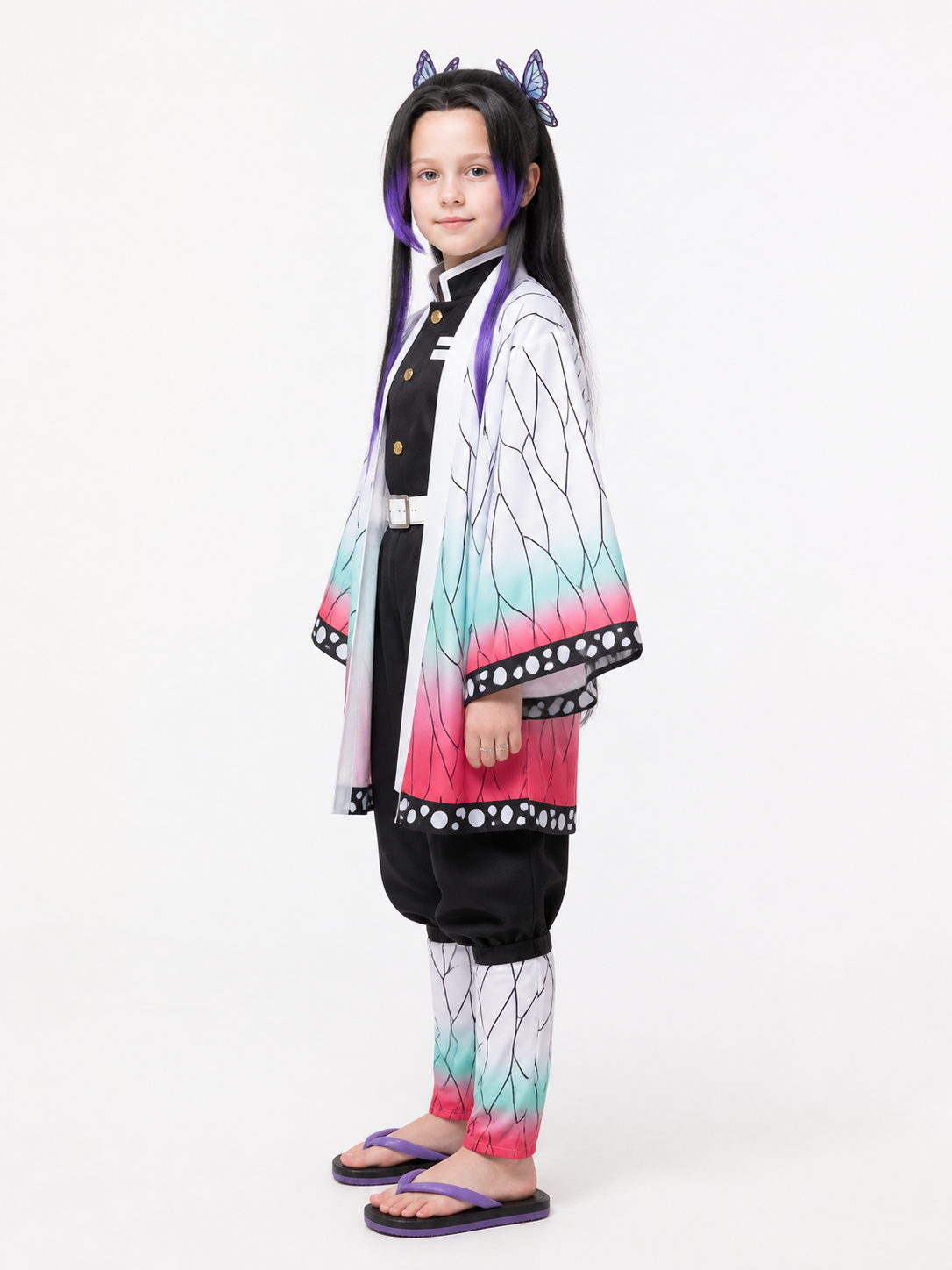 Kocho Shinobu Cosplay Costume with Cape and Wig side view