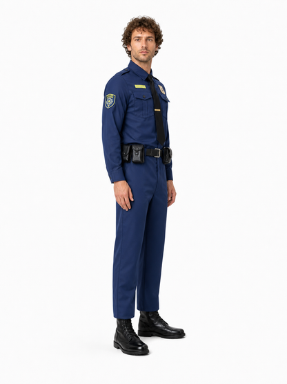 Police Costume with Belt and Pouches for Cosplay side view