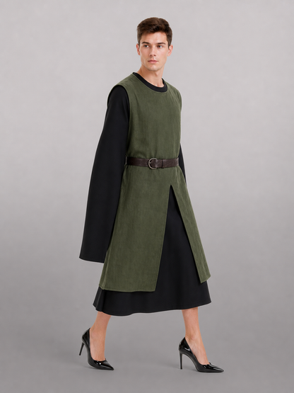 Green Cotton-Linen Sleeveless Tunic