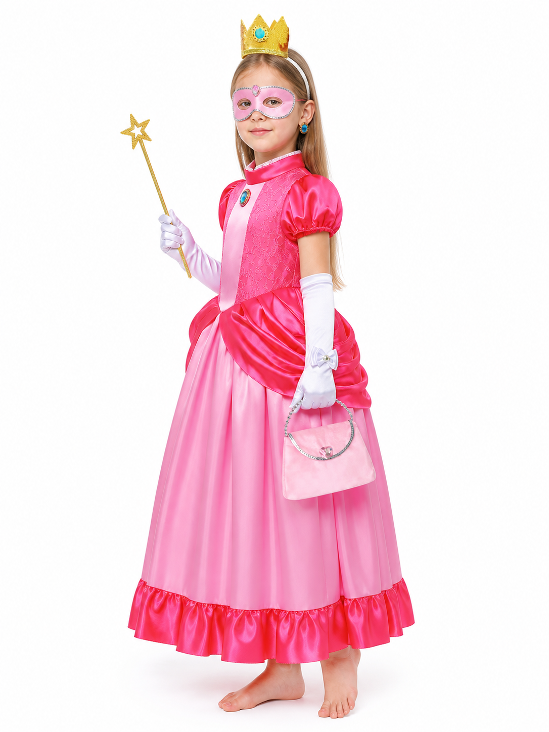 Princess Costume with Crown and Magic Wand side view