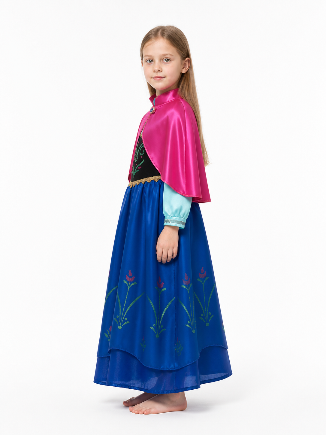 Princess Dress with Full Skirt and Cape for Carnival side view