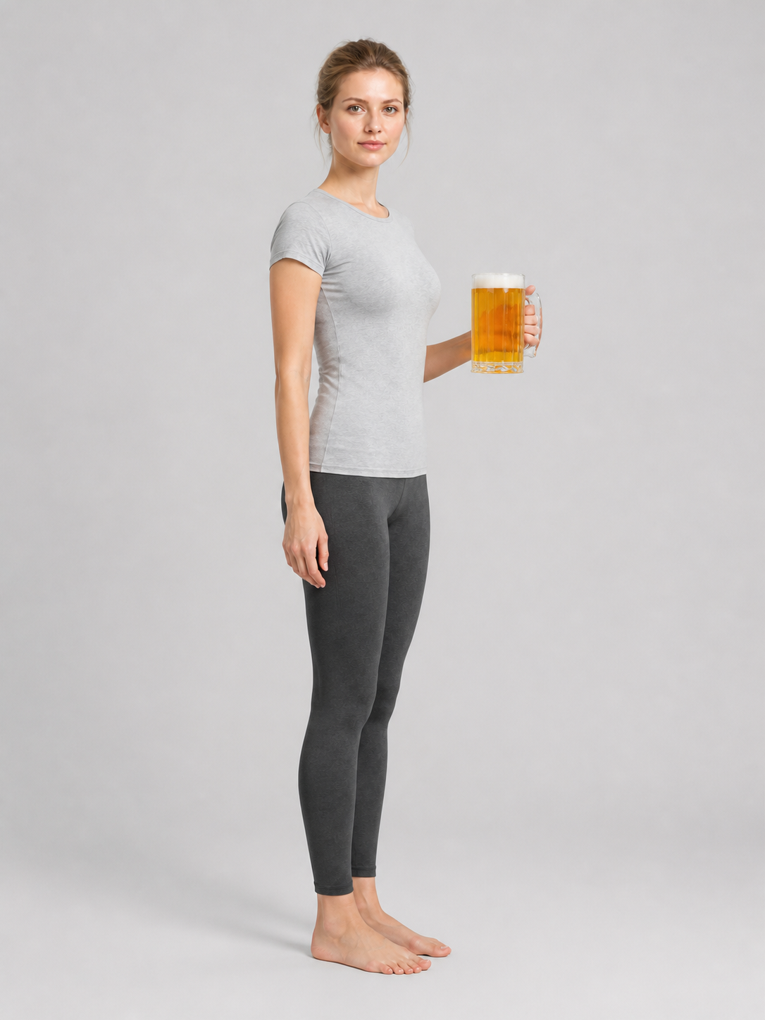 Cylindrical Beer Glass with Handle and Thick Bottom side view