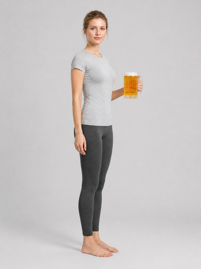 Cylindrical Beer Glass with Handle and Thick Bottom side view