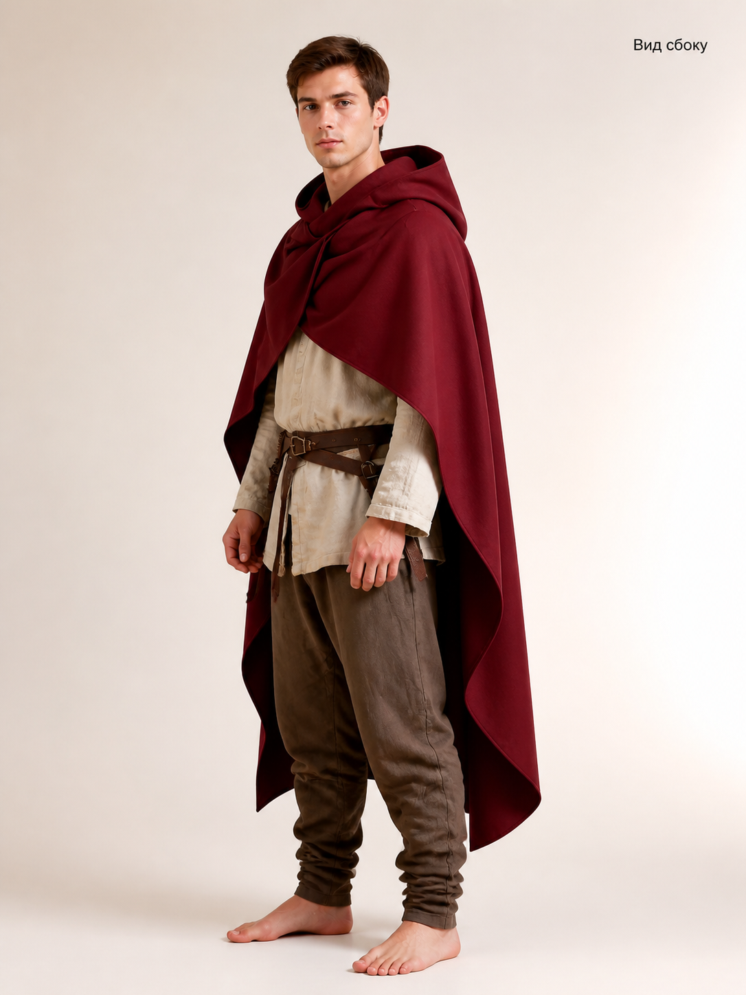Wine Red Hooded Costume Cape product view 36