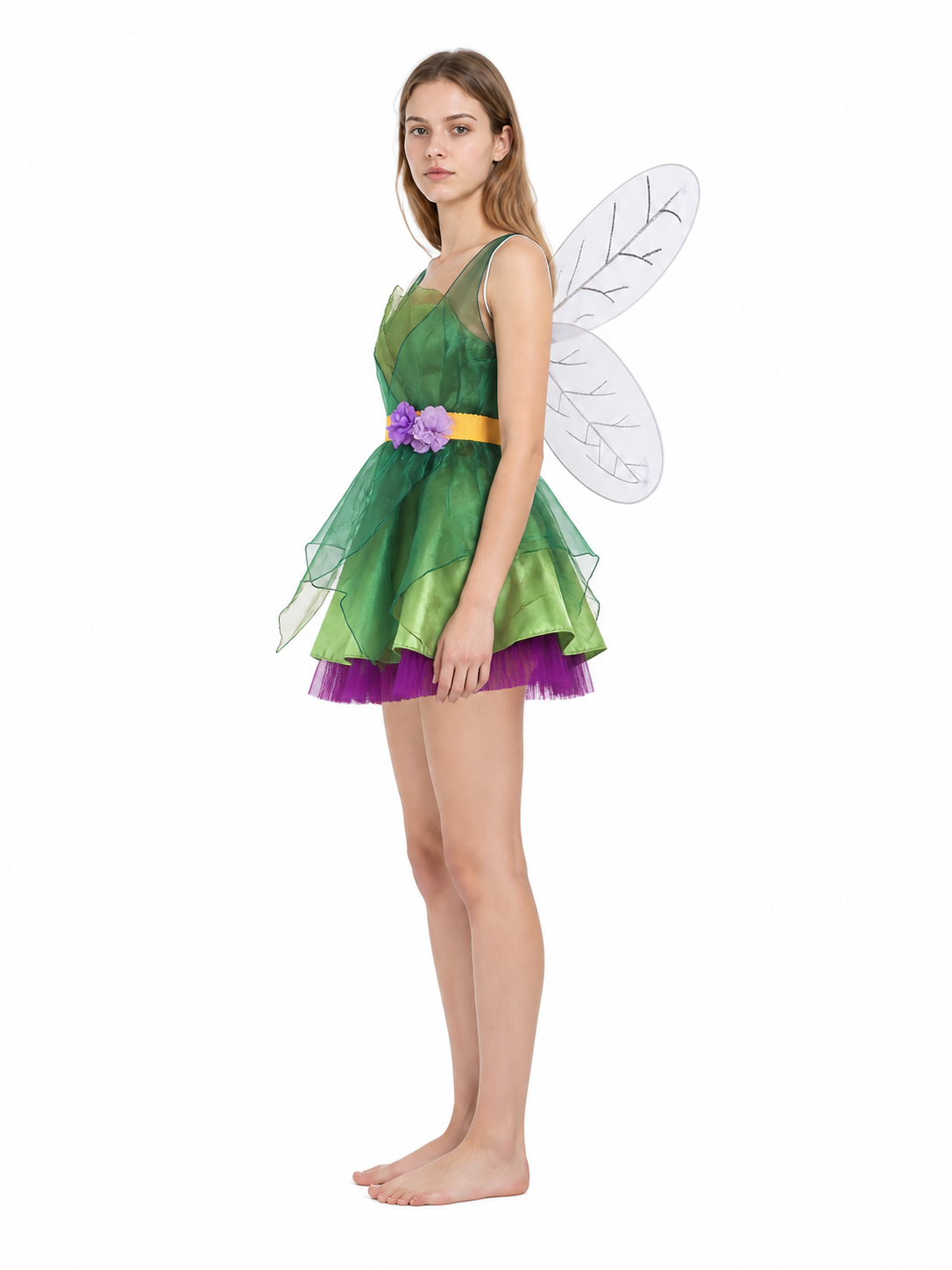 Green Elf Costume with Wings for Cosplay side view