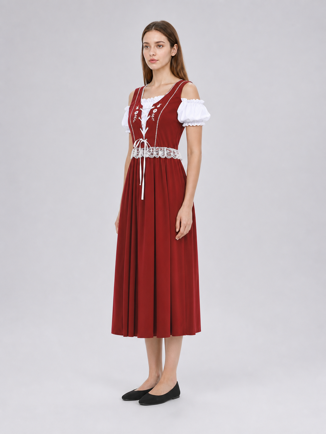 European-Style Carnival Dress with Bonnet
