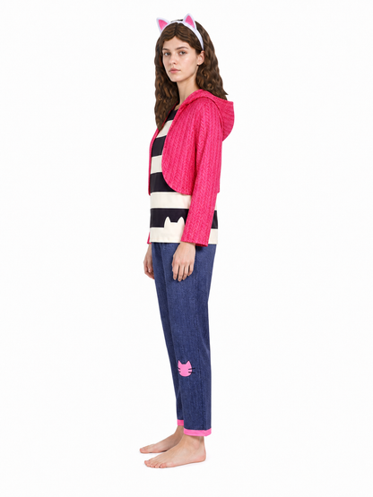 Gabby costume: jacket, T-shirt, pants, wig side view