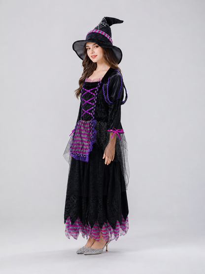 Witch Costume with Dress and Pointed Hat