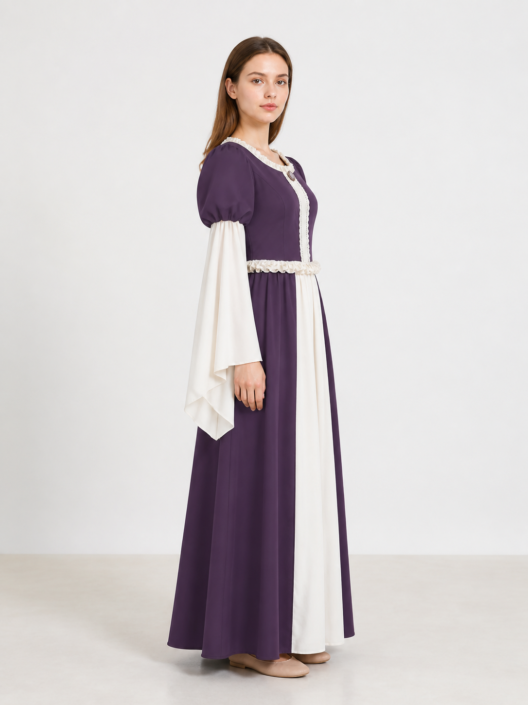 Medieval Dress with Ruffles and Puff Sleeves