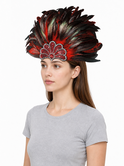 Red Feather Carnival Headpiece