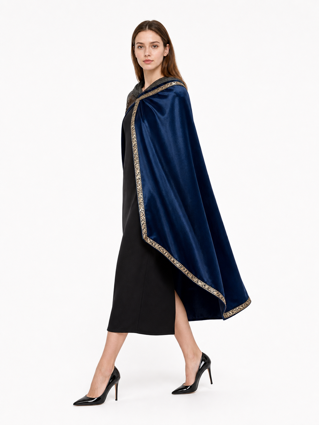 Blue Costume Cape with Gold Trim