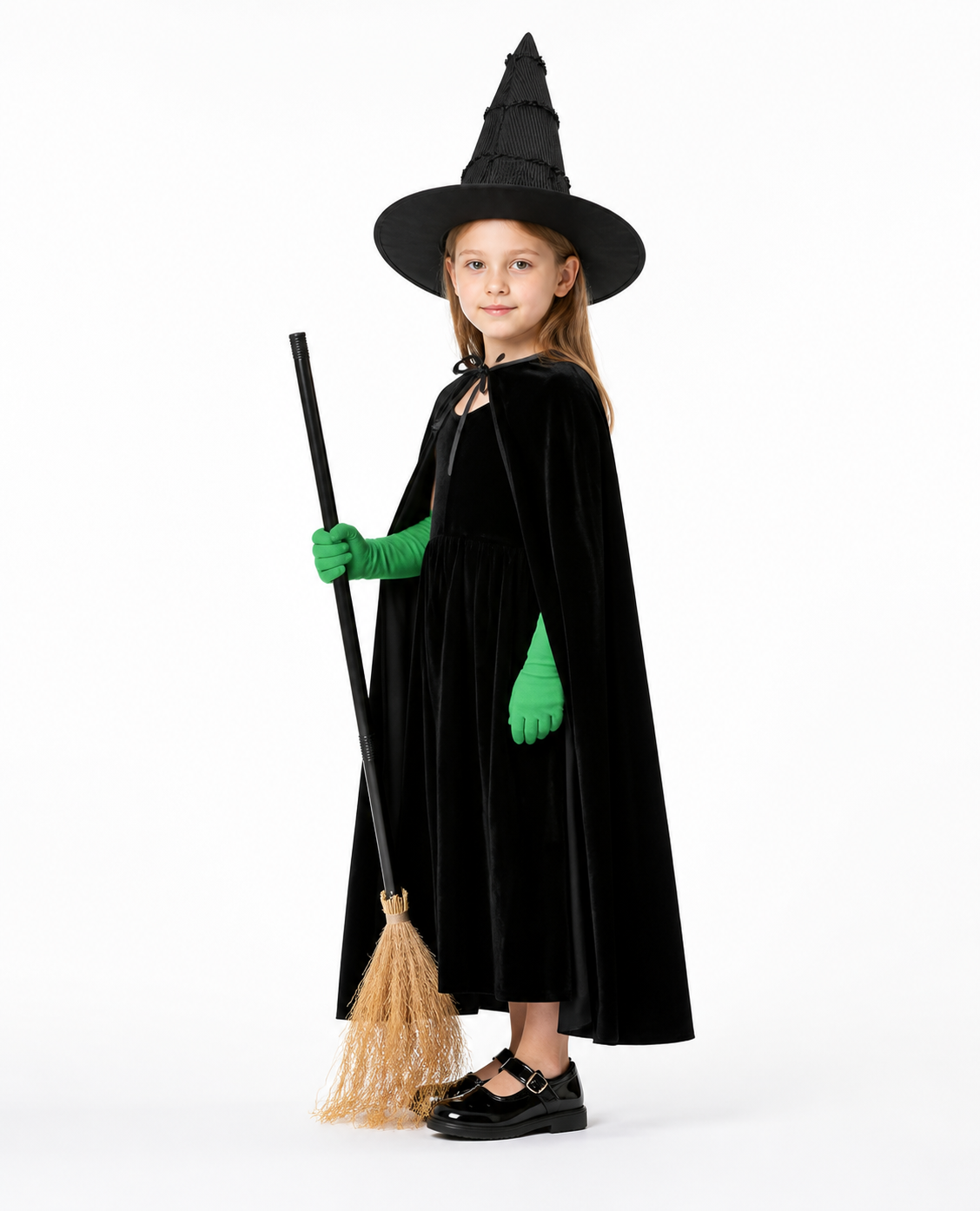 Black velvet witch costume set product view 37