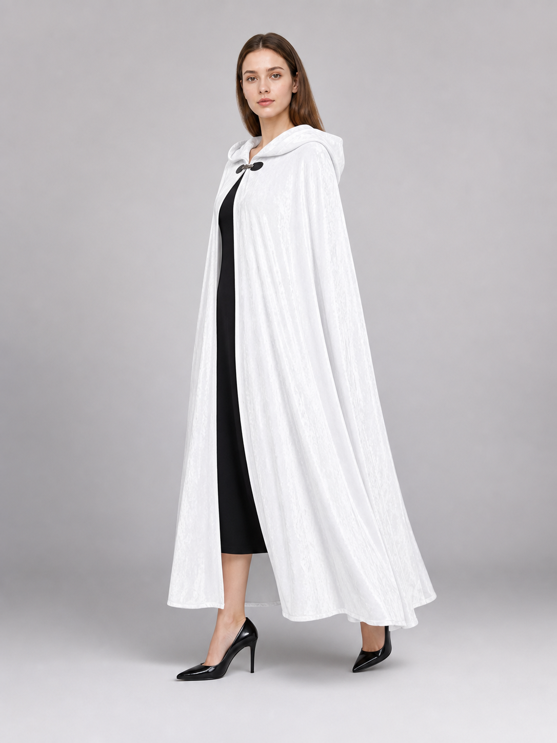 Long White Hooded Carnival Cloak