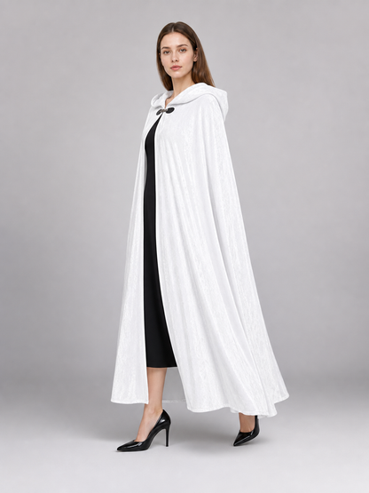 Long White Hooded Carnival Cloak