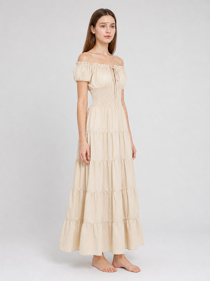Medieval-Style Dress with a Tiered Skirt