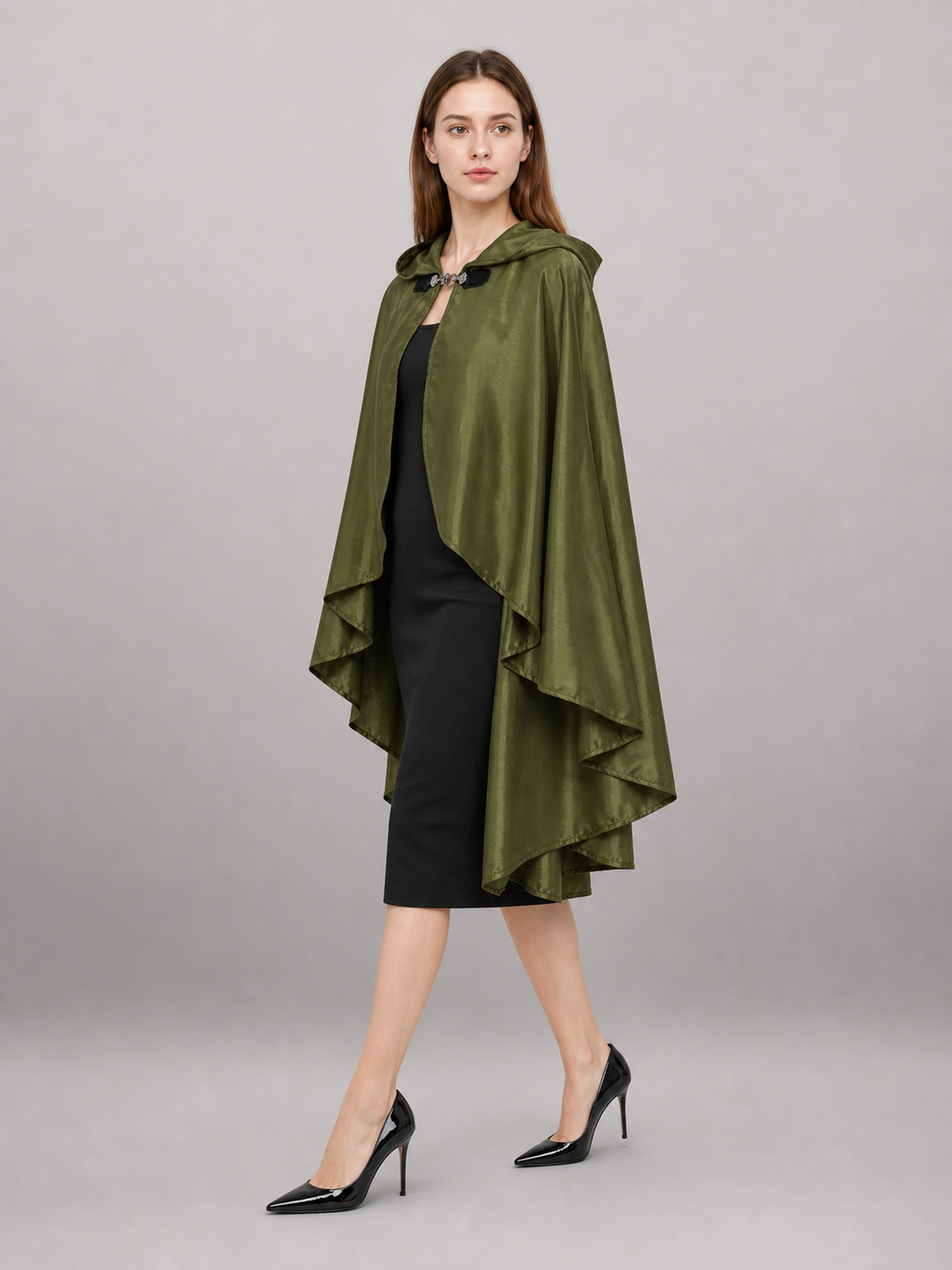 Green Costume Cloak with a Large Hood