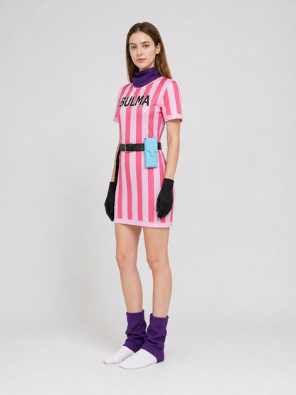 Dragon Ball Bulma Cosplay Dress with Accessories