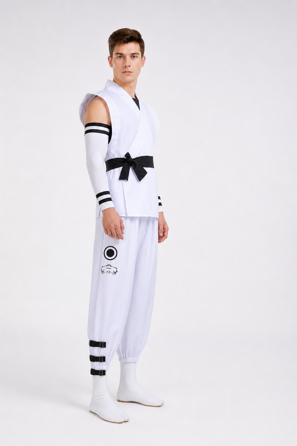 White Sukuna Cosplay Costume with Accessories side view