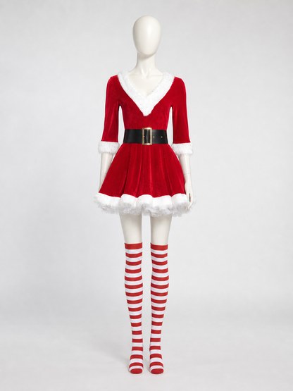 New Year's Costume Dress with Hood and Belt